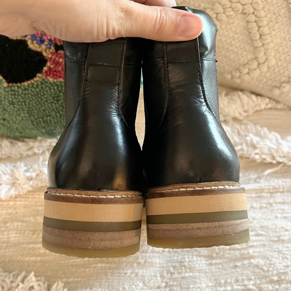 Roolee Prince Black Leather Pointy Toe Booties Boots 40 - Picture 14 of 16